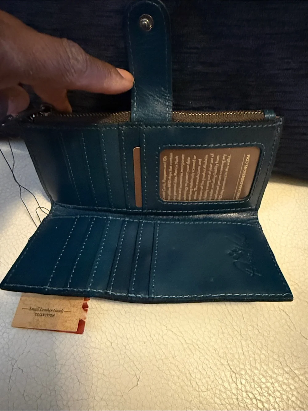 Patricia Nash Caribbean Blue Floral Embossed Leather Wallet